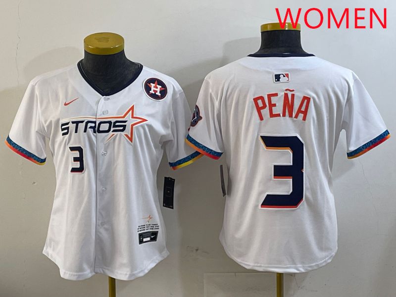 Women Houston Astros #3 Pena White Fourth generation Joint Name 2025 Nike MLB Jersey style 6->women mlb jersey->Women Jersey